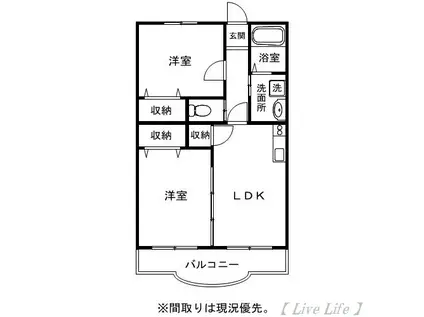 グランビューII(2LDK/2階)の間取り写真