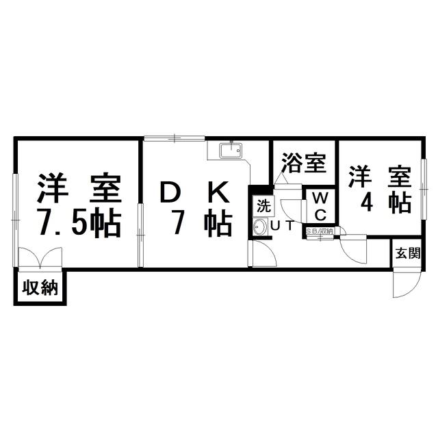 サンハイツ若草(2DK/1階)の間取り写真