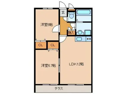 サクシード(2LDK/2階)の間取り写真