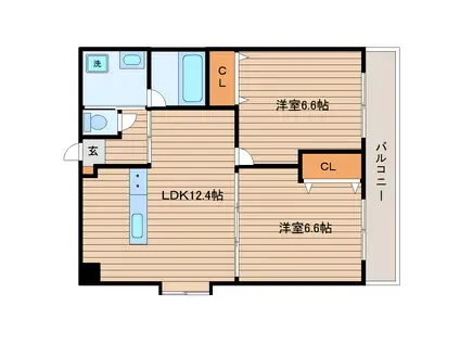 メルシャトレ宮城野(2LDK/1階)の間取り写真