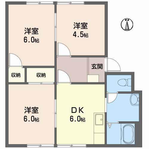フレグランス有光 A棟(3DK/2階)の間取り写真