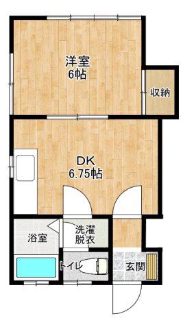ハイネスいとうB(1DK/2階)の間取り写真