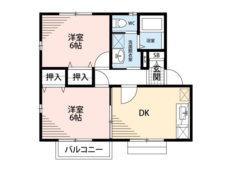 サンテ・ルミエル(2DK/1階)の間取り写真