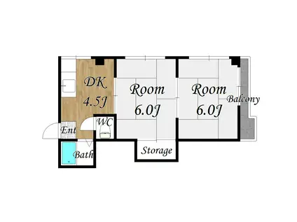 山川マンション(2DK/4階)の間取り写真