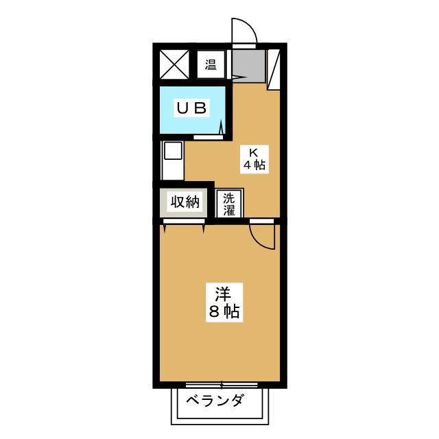 フラットスリーA(1K/1階)の間取り写真