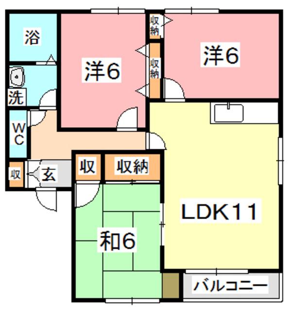 グラン・ディアスA棟(3LDK/2階)の間取り写真