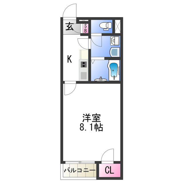 レオネクストクレーン(1K/1階)の間取り写真