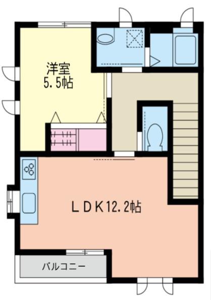 ベルリッツア湘南E(1LDK/2階)の間取り写真
