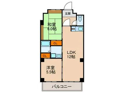 ビュー歌敷山(2LDK/1階)の間取り写真
