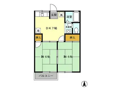 ロイヤル広瀬 A(2DK/1階)の間取り写真
