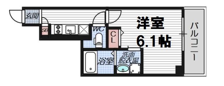 ファステート難波デラックス(1K/4階)の間取り写真