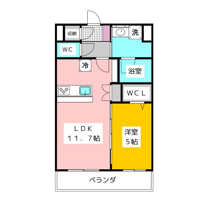 GRANDIR(1LDK/1階)の間取り写真