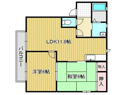 シティパレスII(2LDK/1階)の間取り写真