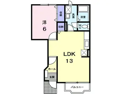 パレ・ノールI(1LDK/1階)の間取り写真