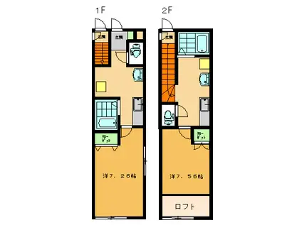 プレシャス(1K/2階)の間取り写真