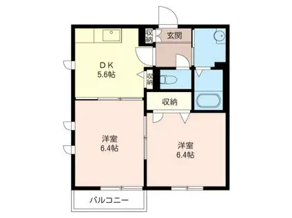 アンビション栗山(2DK/1階)の間取り写真