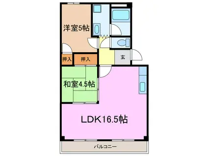 クリスタルパレス(2LDK/1階)の間取り写真