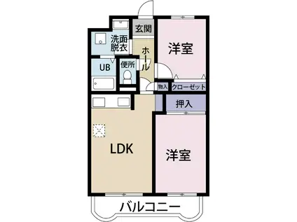 K-II(2LDK/2階)の間取り写真