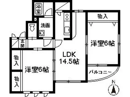 ラシュレA棟(2LDK/2階)の間取り写真