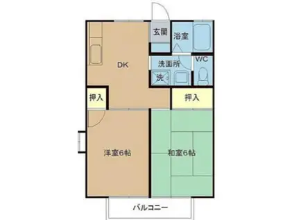 サニーハイツ木更津(2DK/2階)の間取り写真