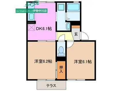 パストラル(2DK/1階)の間取り写真