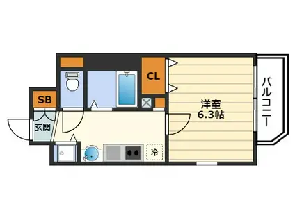 プレサンス梅田北パワーゲート(ワンルーム/10階)の間取り写真