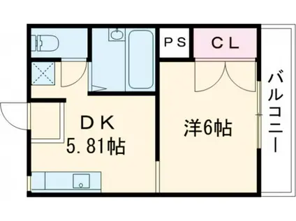 ヒューマンハイツII(1DK/1階)の間取り写真