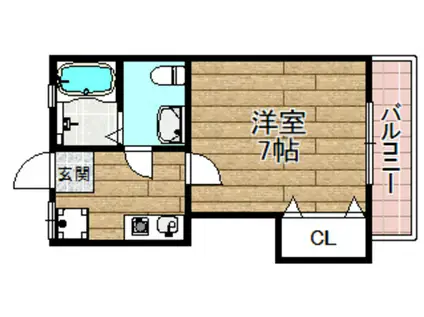 みなせマンション3号館(1K/2階)の間取り写真