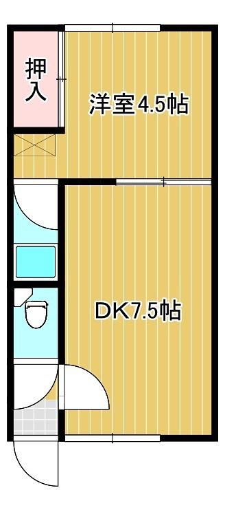 東陵ハイツ(1DK/1階)の間取り写真