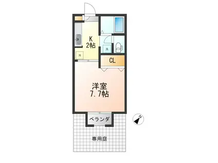 ハイツマロニエ北山(1K/1階)の間取り写真