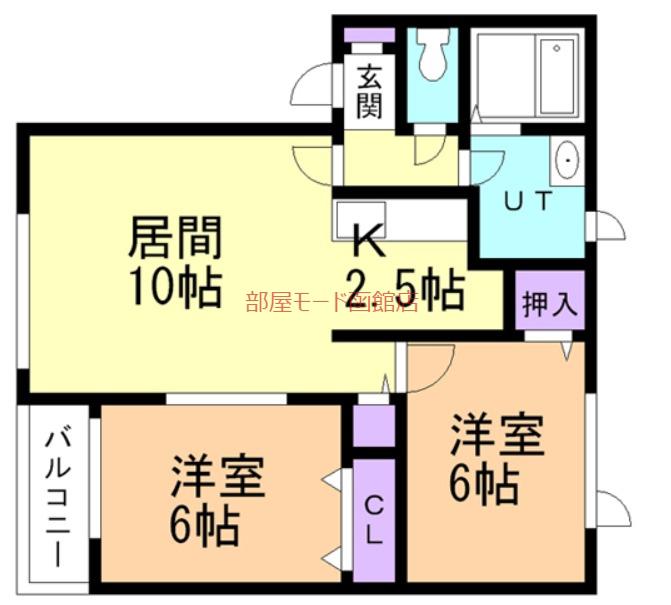 ハウスコンフォートE棟(2LDK/2階)の間取り写真