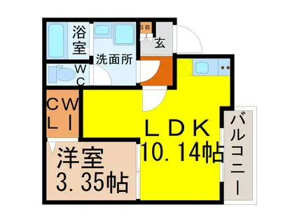 STORIA六番町(1LDK/3階)の間取り写真