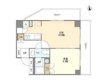 BPRレジデンス代々木(1LDK/11階)の間取り写真