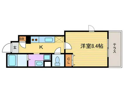 アムールグランデ嵐山(1K/1階)の間取り写真