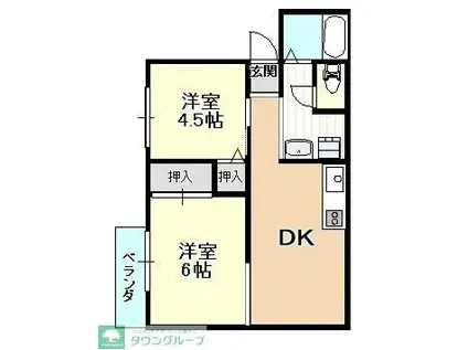 ロイヤルハイツ(2DK/1階)の間取り写真