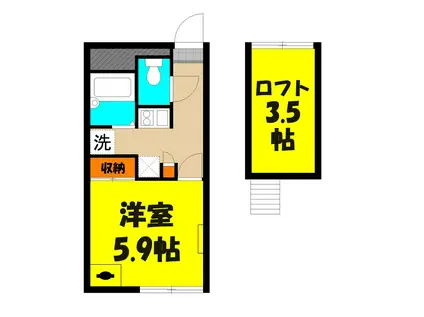 コンプリートY(1K/2階)の間取り写真