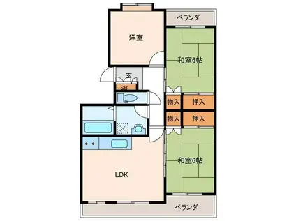 オカダリバーフロントビル(3LDK/4階)の間取り写真