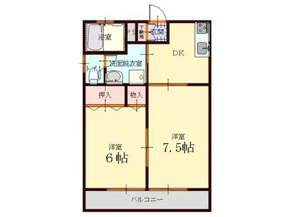 アイリス(2DK/1階)の間取り写真