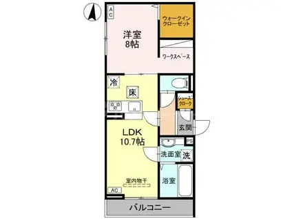 ルベルコートRUBER COURT(1LDK/1階)の間取り写真