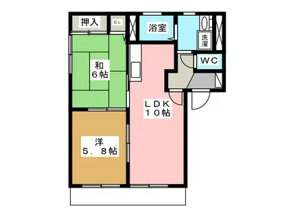 ロイヤルステージ阿倉川A棟(2LDK/1階)の間取り写真