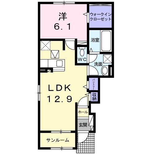 メゾン・ド・ラフレシール(1LDK/1階)の間取り写真