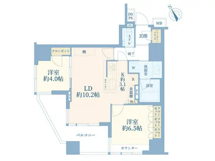 クレヴィア中目黒(2LDK/13階)の間取り写真