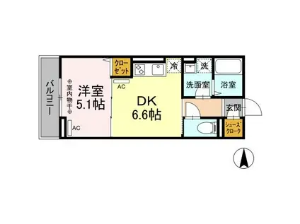 グラナーデ高野台(1DK/3階)の間取り写真