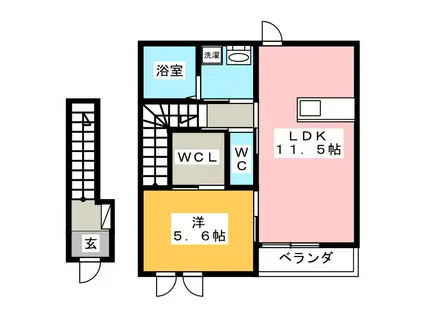 コンフォートMILTY(1LDK/2階)の間取り写真