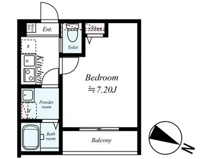 GRADUSみのり台(1K/1階)の間取り写真