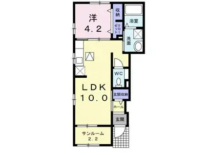 フィオーレヒルIV(1LDK/1階)の間取り写真