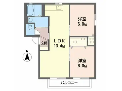 プランタン A棟(2LDK/1階)の間取り写真