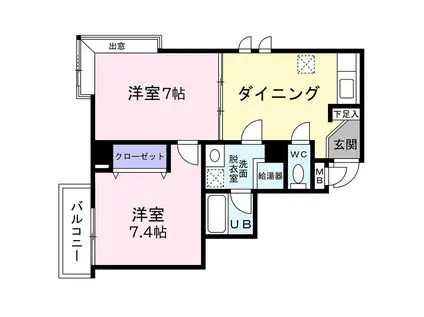 クレセント吉成(2DK/3階)の間取り写真