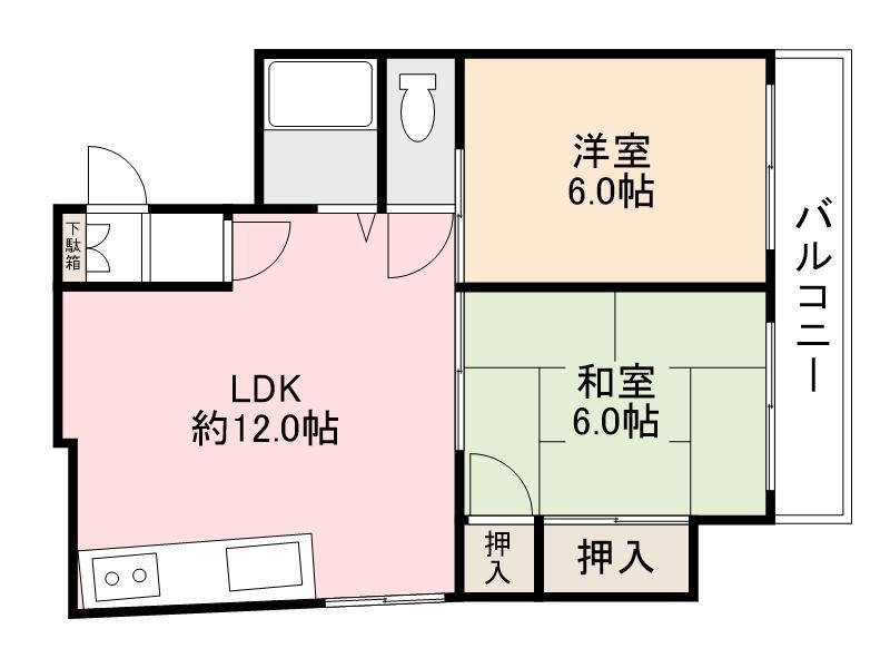 コンフォール錦町(2LDK/3階)の間取り写真