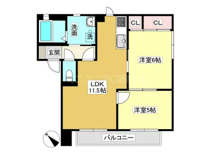 ベルパーク丸山 D棟(2LDK/1階)の間取り写真